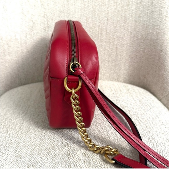 Authentic Gucci Marmont crossbody bag red leather gold GG - Picture 11 of 15